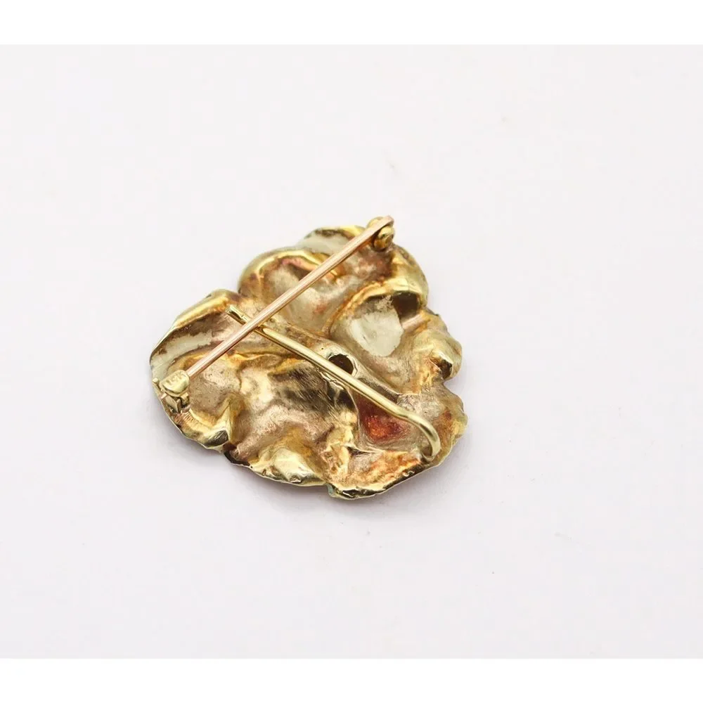 Hedges & Co. 1900 Art Nouveau Enamel Pansy Pendant 14Kt  Diamond - Picture 6 of 8